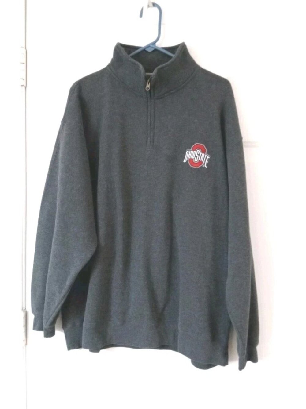 Ohio State Buckeyes Fleece Sweater Quarter Zip Gray Men's XXL J America
